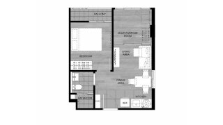 Condominium floor plan, 1 bedroom in DCondo Calm No. 11009